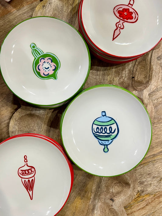 Ornament Plate W/Colored Rim