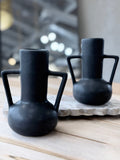 Matte Blk Vase with handles