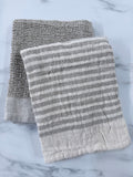 Beige Stripe Waffle Towel Set of 2