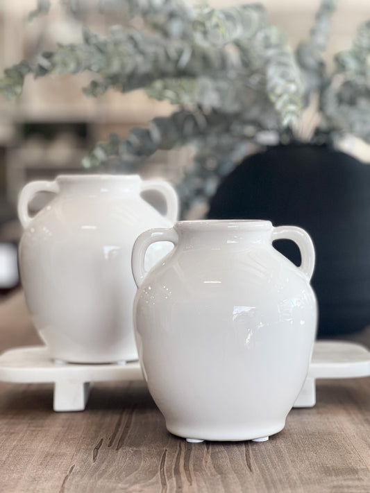 7" WIDE  HANDLE VASE