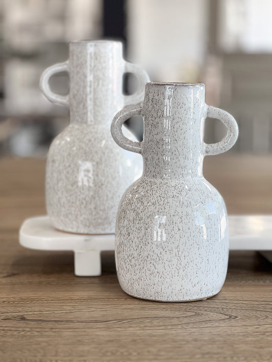 Glazed tall 2 handles vase