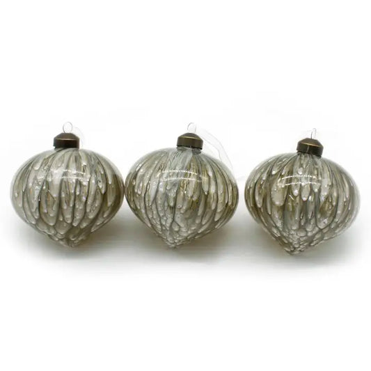 Painted Silver Swirl Ornament
