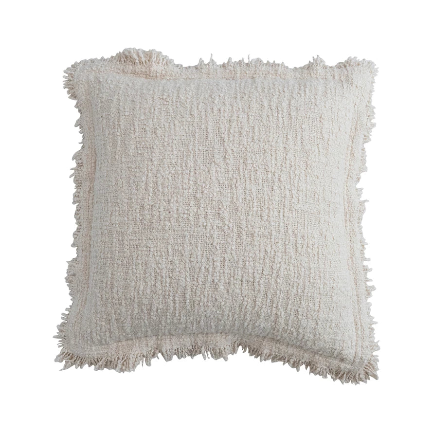 20" Fringed Boucle Pillow