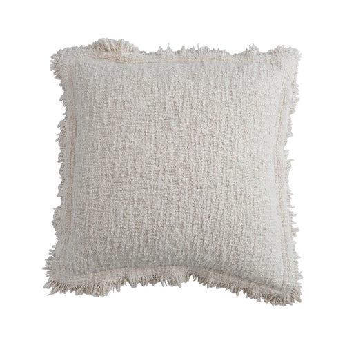 20" Fringed Boucle Pillow