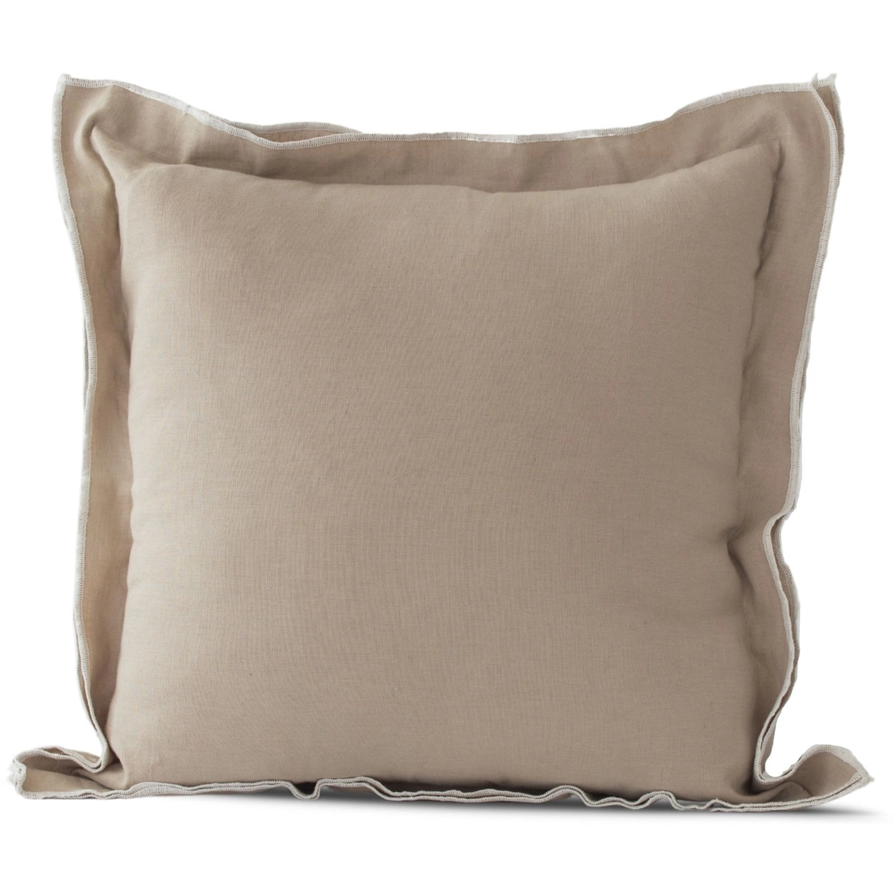Linen Pillow Cover With Embroidered Edge