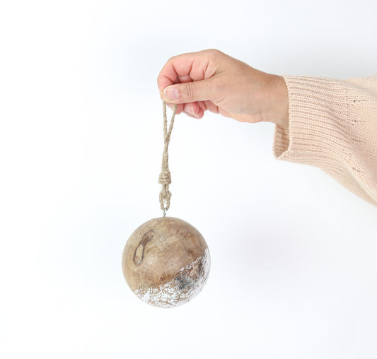 Wood and Silver Ball Orn