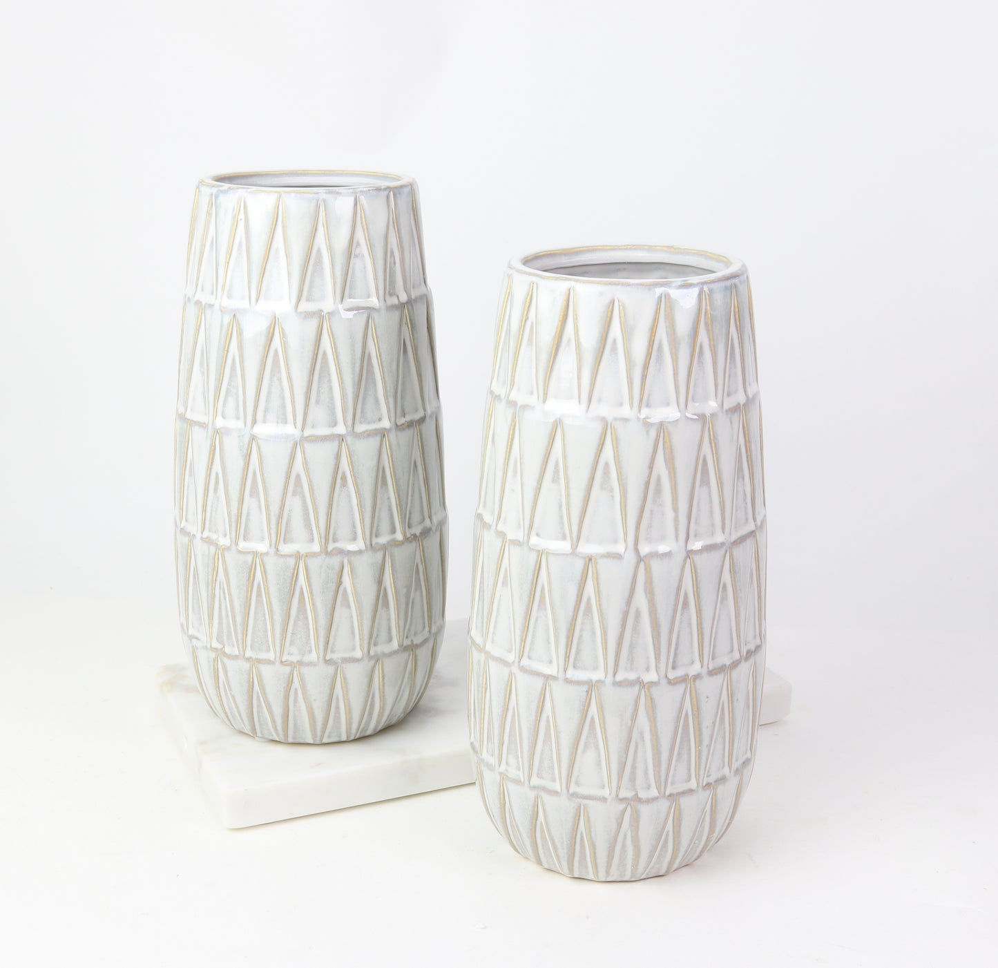 10" White Diamond Vase