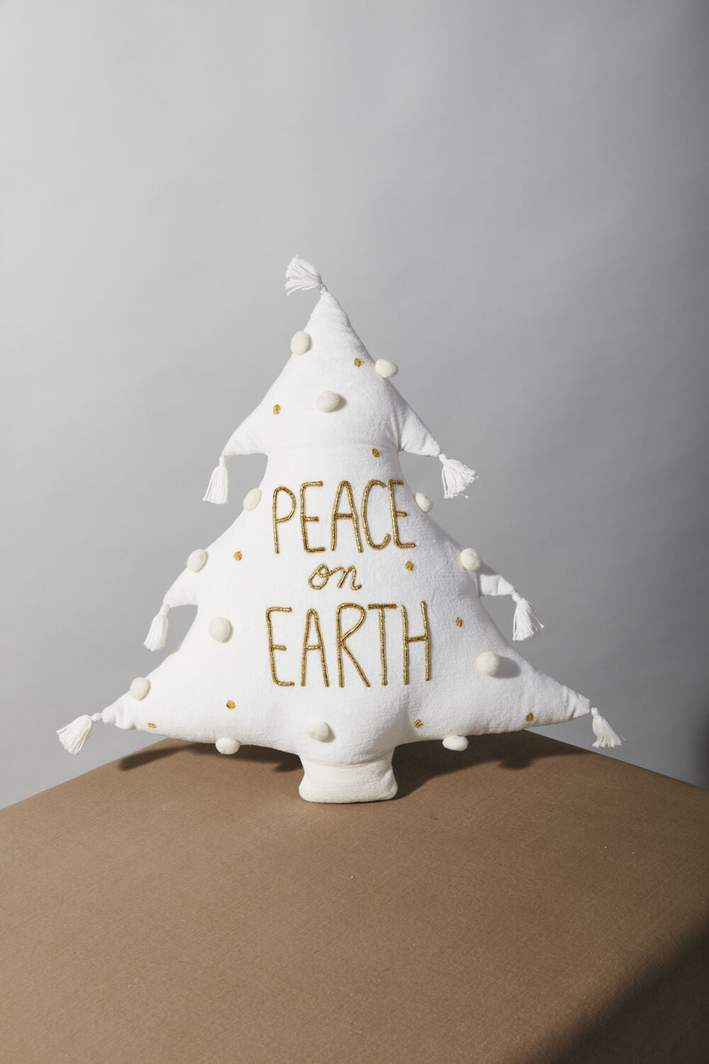 White and Gold Peace Pillow