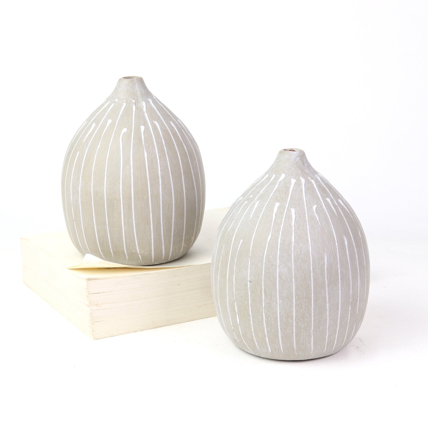 Grey/White Striped Vase