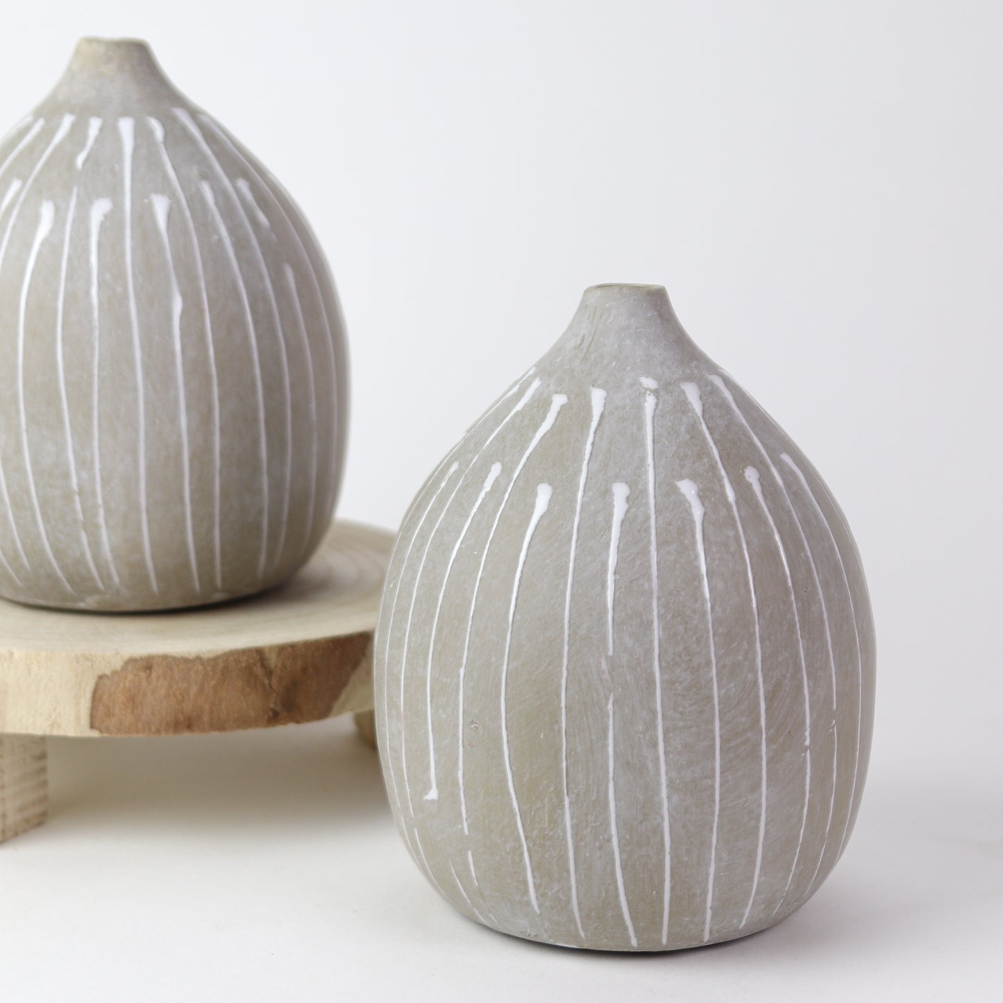 Grey/White Striped Vase
